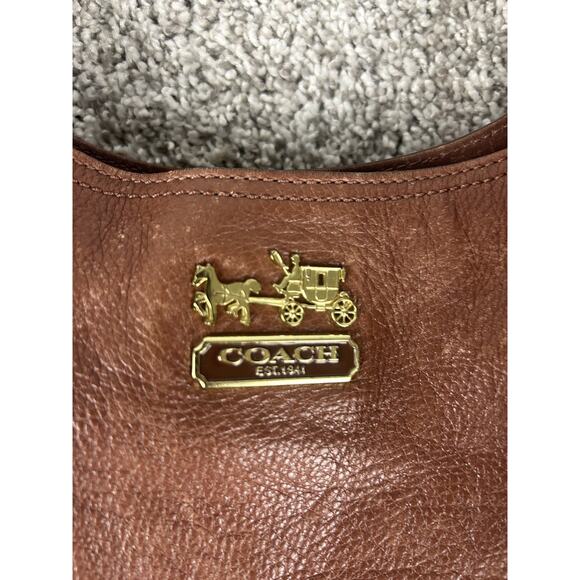 Coach Leather Shoulder Bag Womens Brown Hobo Tote Gold Hardware Horse Carriage - Picture 3 of 10